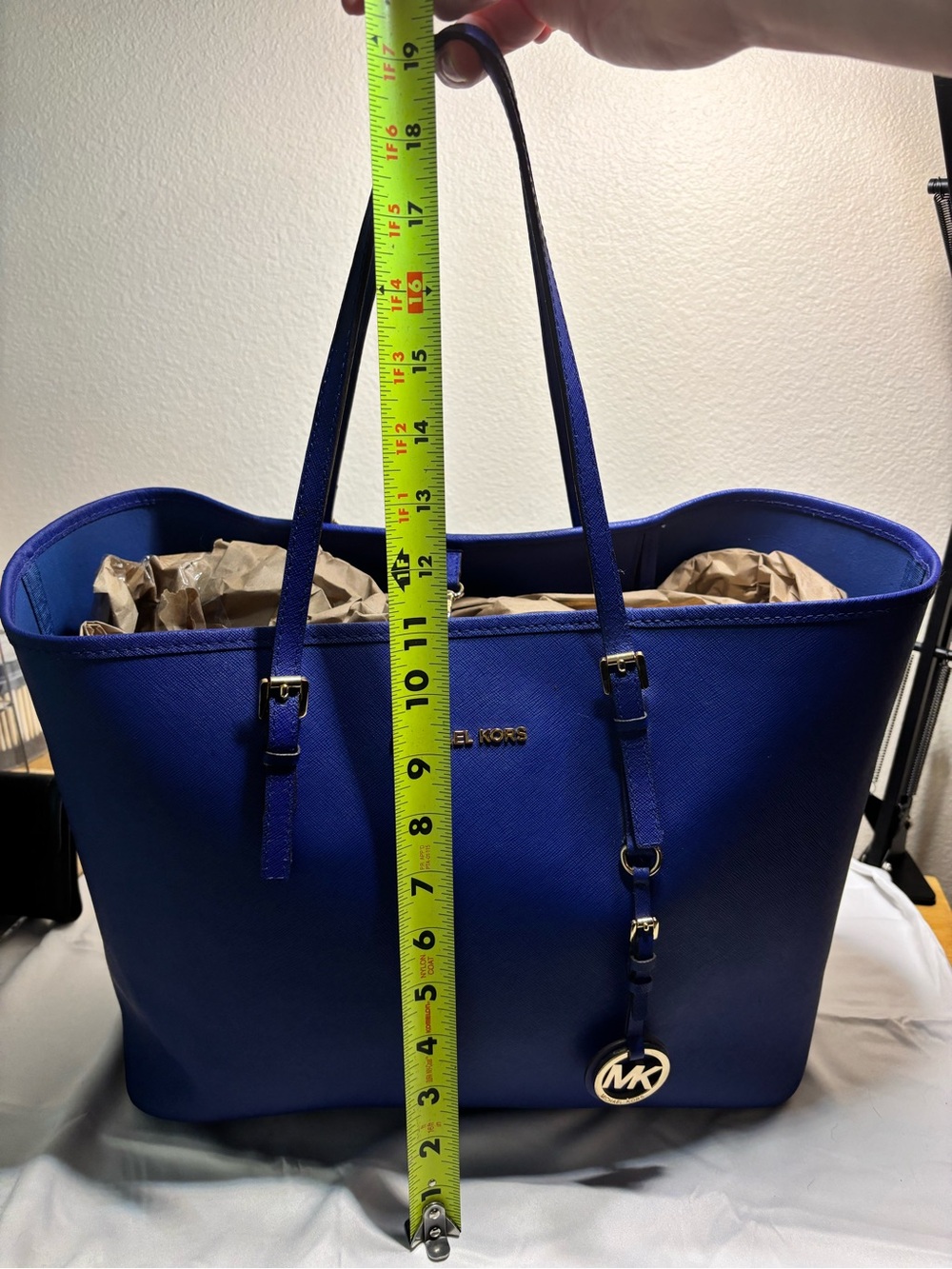 Michael Kors Large Unlined “Minimalist Travel” Tote in Blue with Gold Hardware - Picture 11 of 12